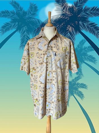 🌴🍋Chemise homme estivale vintage hawaïenne Hawaiian floral lemon shirt🍋🌴