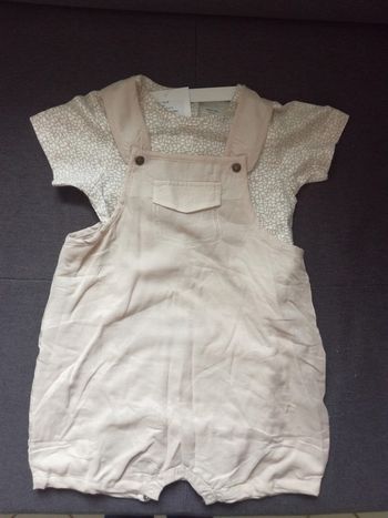 Ensemble combinaison/salopette beige 18M