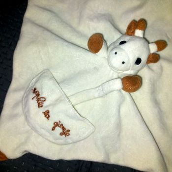 Doudou plat Sophie la girafe Vulli attache tétine écru , marron