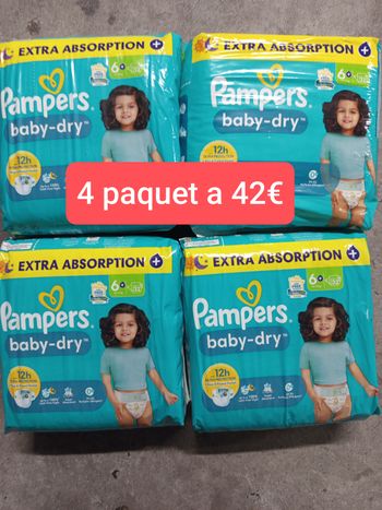 4 paquet de couche Pampers taille 6+ a 42€