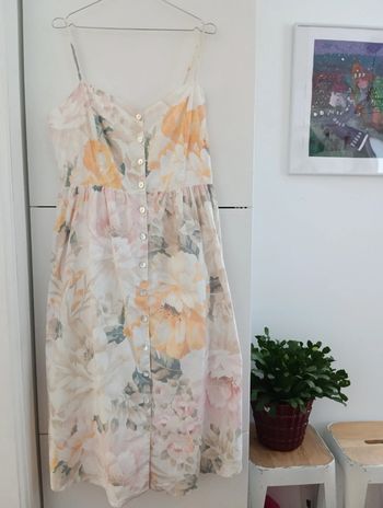 Robe longue boutonnée lin et coton taille 44
