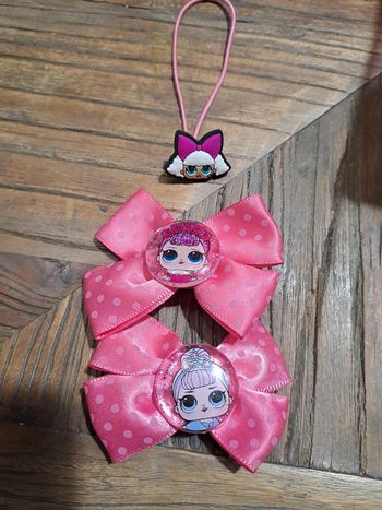 Accessoires rose cheveux LOL l.o.l barrettes rubans elastiques fille