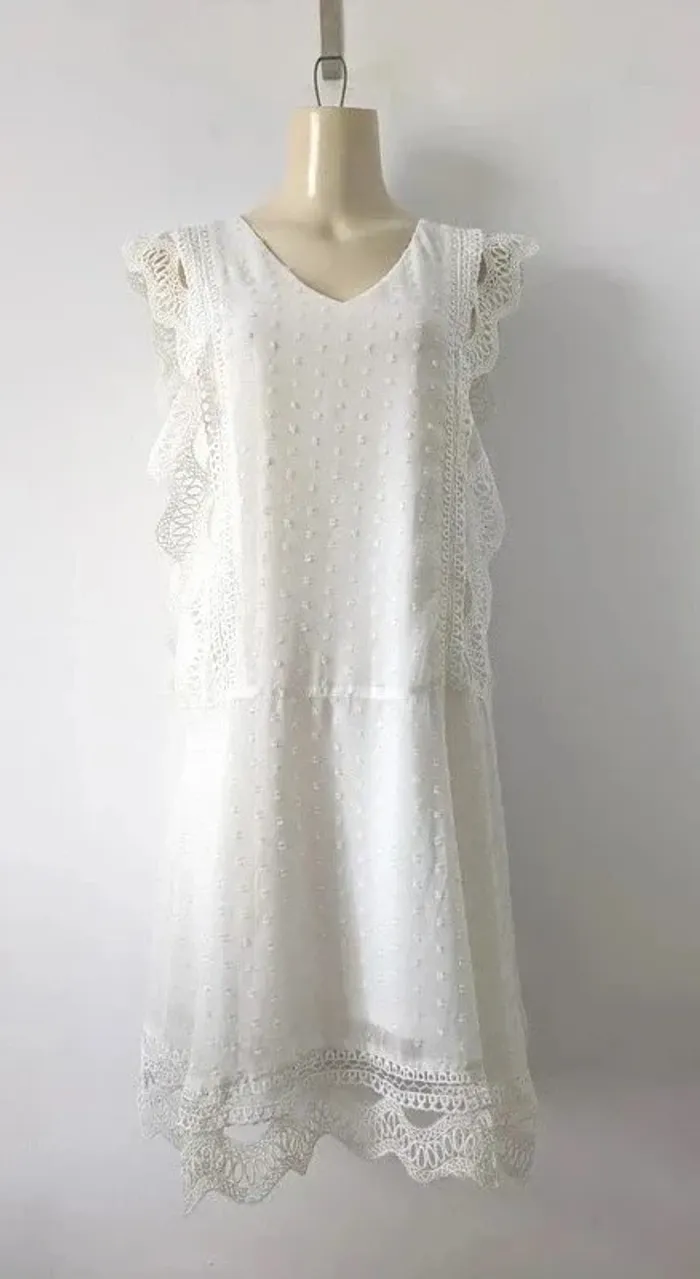 Robe d'été blanche avec dentelle - ICHI - taille 34