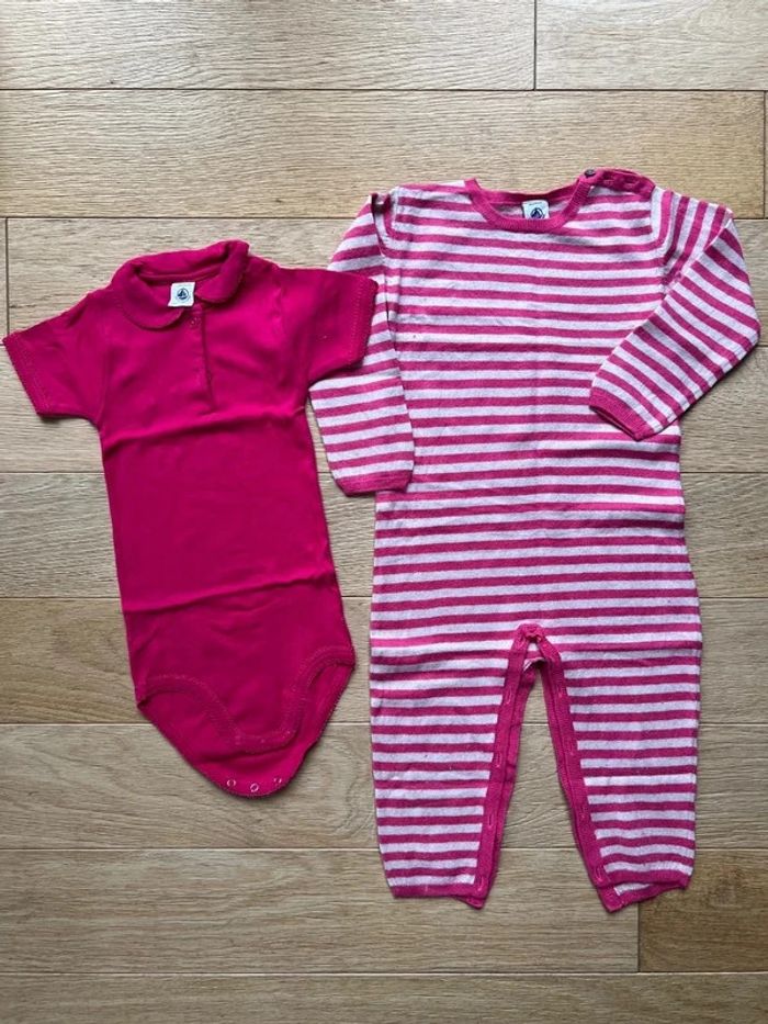 Vends ensemble body col et combinaison rayé pull petit bateau 36 mois très bon état