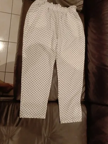 Pantalon pois noir blanc Moda mey lon mey