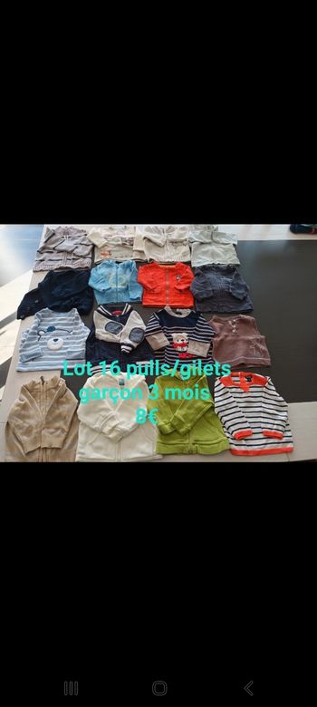 Lot 16 pulls/gilets garçon 3 mois