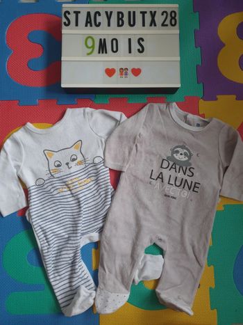 Lot pyjamas 9 mois Sucre d'orge