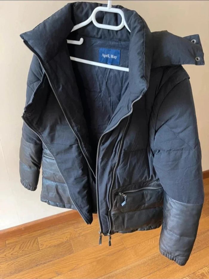 Sublime manteau doudoune noir April May avec empiècement cuir qui se transforme en sans manche - photo numéro 7