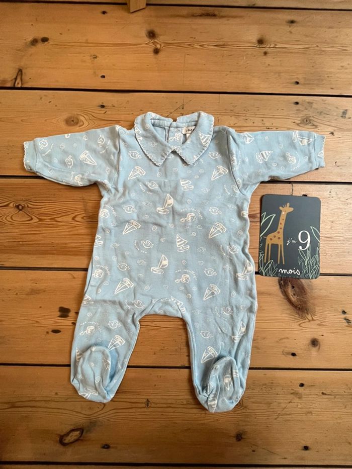Pyjama bleu avec col manches longues - photo numéro 1