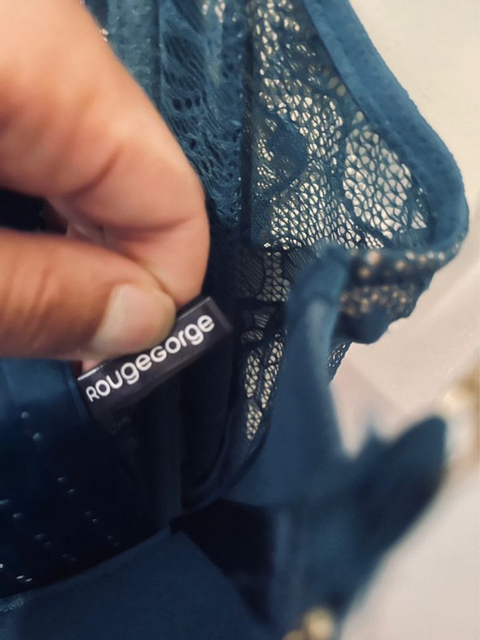 Guêpière Bleu Canard Satin & Dentelle – Taille 95B – Comme Neuve ! - photo numéro 5