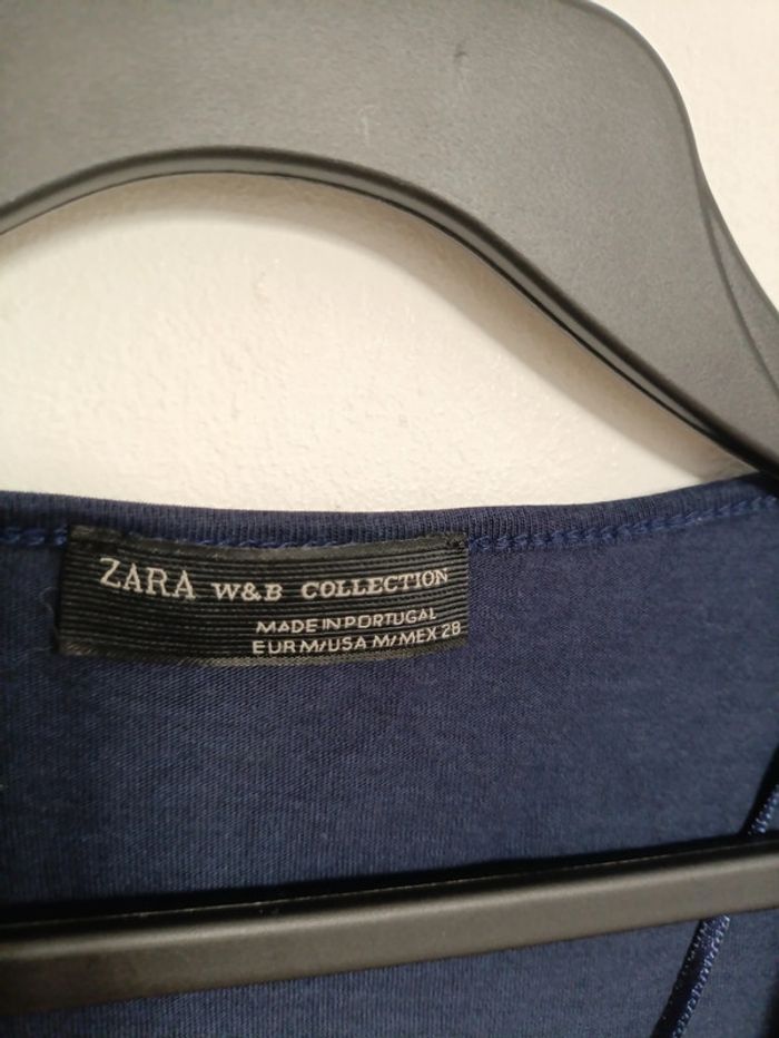 Débardeur bleu marine Zara W&B Collection avec tulle effiloché sur les épaules - photo numéro 3