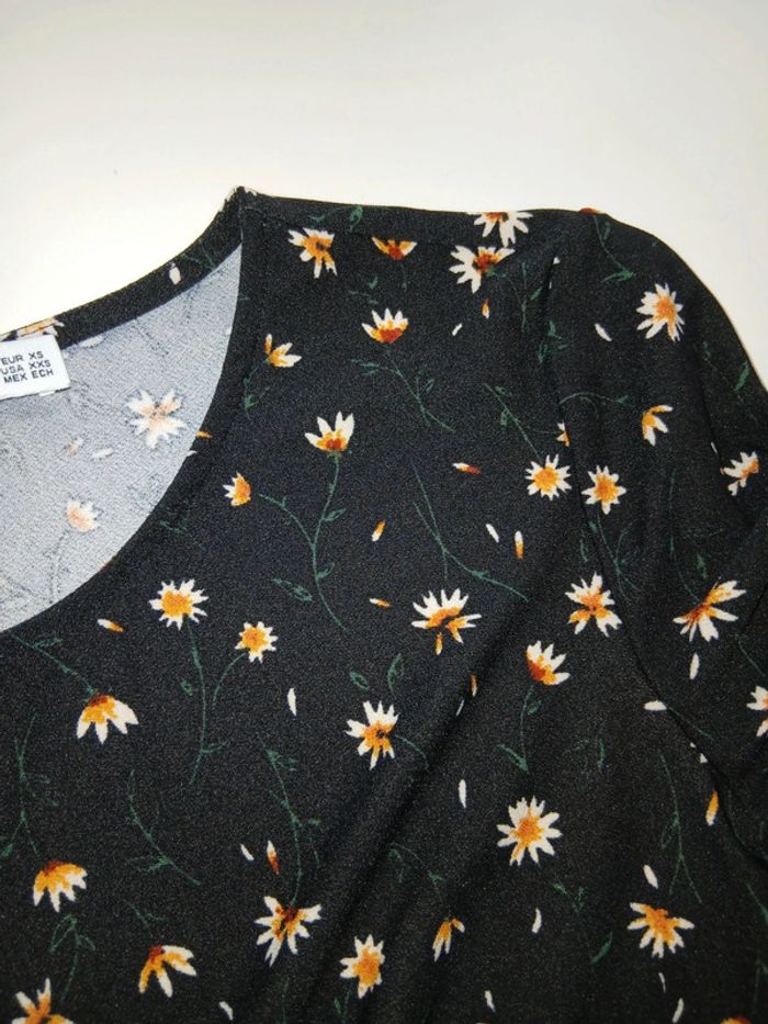 Robe Mango XS Noire fleurie - photo numéro 4