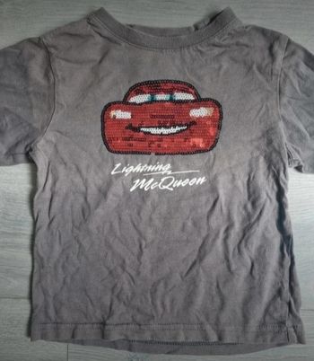 ​Tee-shirt  Manche Longue enfant Disney Cars Flash McQueen gris taille 4 ans Tres bonne etat