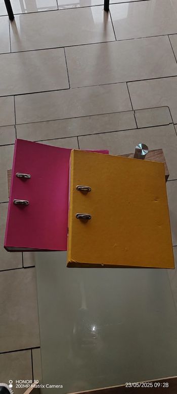 Lot de 2 farde à levier rose et jaune 7cm