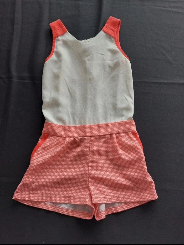 Combishort blanc et corail