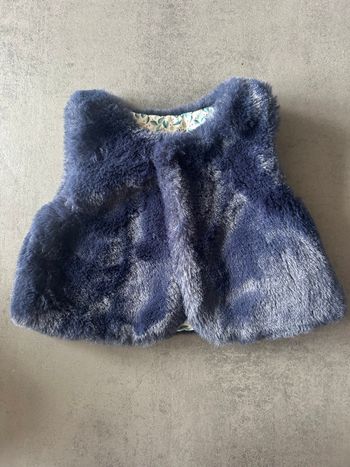 👚Gilet sans manche en fausse fourrure - Bleu - Obaibi - 3 mois