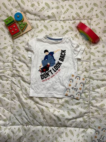 teeshirt manches courtes blanc impression devant 3 ans kiabi