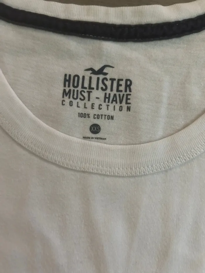 Tee-shirt Hollister xxs blanc rouge - photo numéro 2