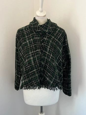 Pull à carreaux et franges Zara S