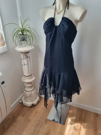 Robe longue noir asymetrique année '90
