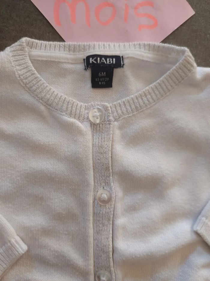 Gilet blanc et gris argenté 6 mois - photo numéro 2