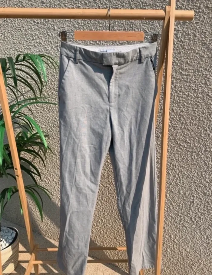 Pantalon droit Bershka gris XS - photo numéro 2