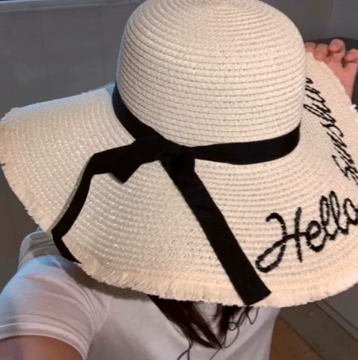 Capeline chapeau de paille beige broderies été - photo numéro 5
