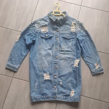 Veste en jean Destroy avec perle Rose Player