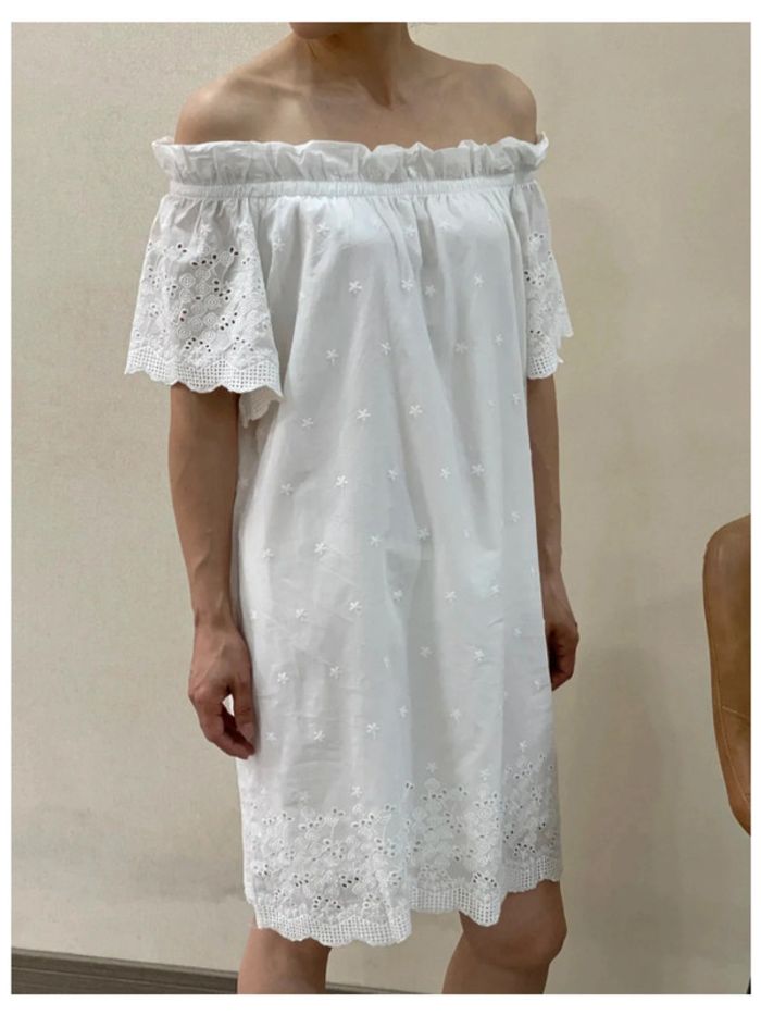 Robe été broderie anglaise blanc L 40 épaule Nu - photo numéro 3