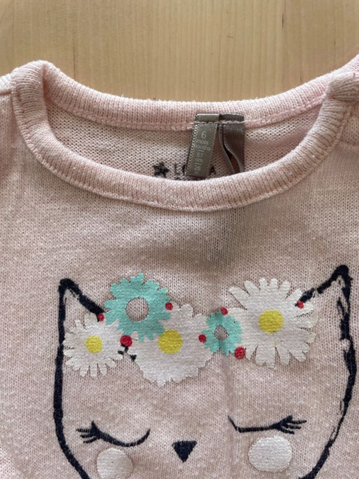 Lot de 3 tee shirt et 1 pull très fin 6 mois - photo numéro 5