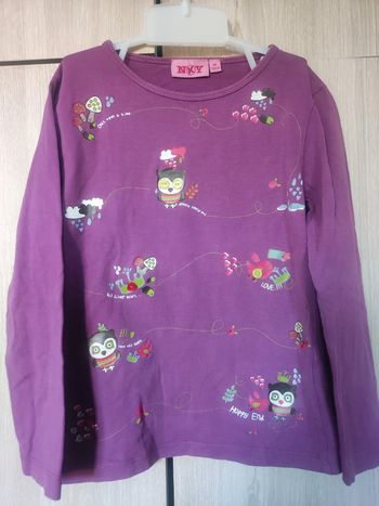 T shirt ML violet imprimé hibou 8 ans / NKY