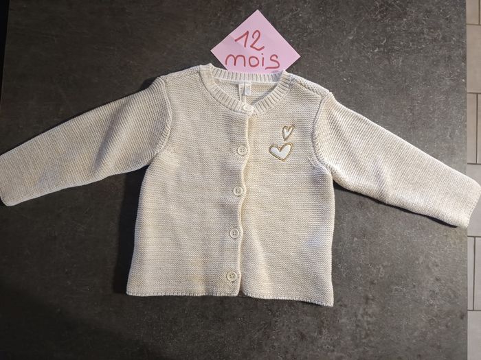 Gilet beige coeurs 12 mois - photo numéro 3
