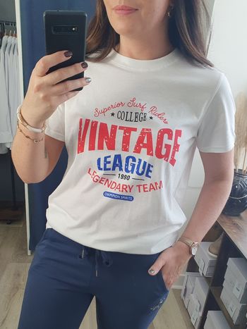 T-shirt Vintage League blanc Taille S/M