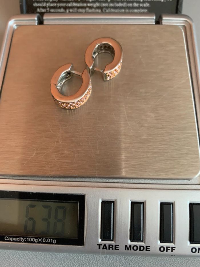 Créoles argent massif pavage cubic zirconia - photo numéro 8