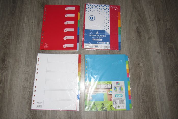 LOT DE 4 PAQUETS D'INTERCALAIRES GRAND FORMAT - NEUF - n°28