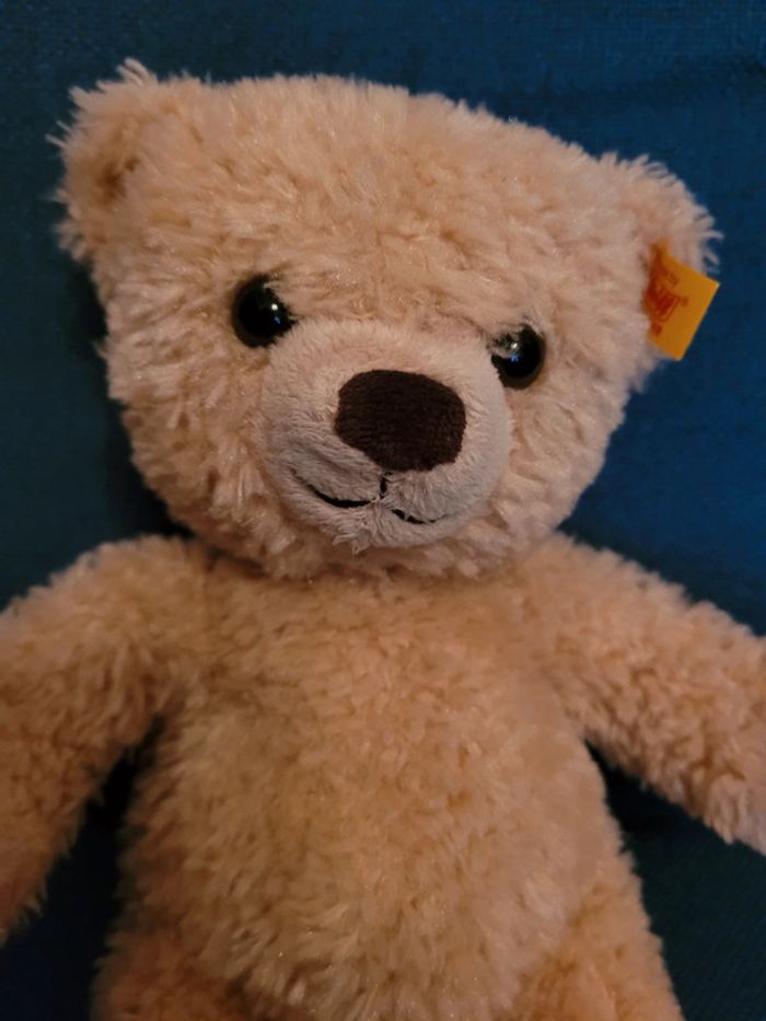 Ours Chiné Steiff Peluche doudou beige miel clair teddy bear expressif réaliste ancien 26cm - photo numéro 2