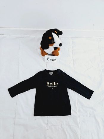 Tee shirt manches longues bleu marine bébé fille 6 mois