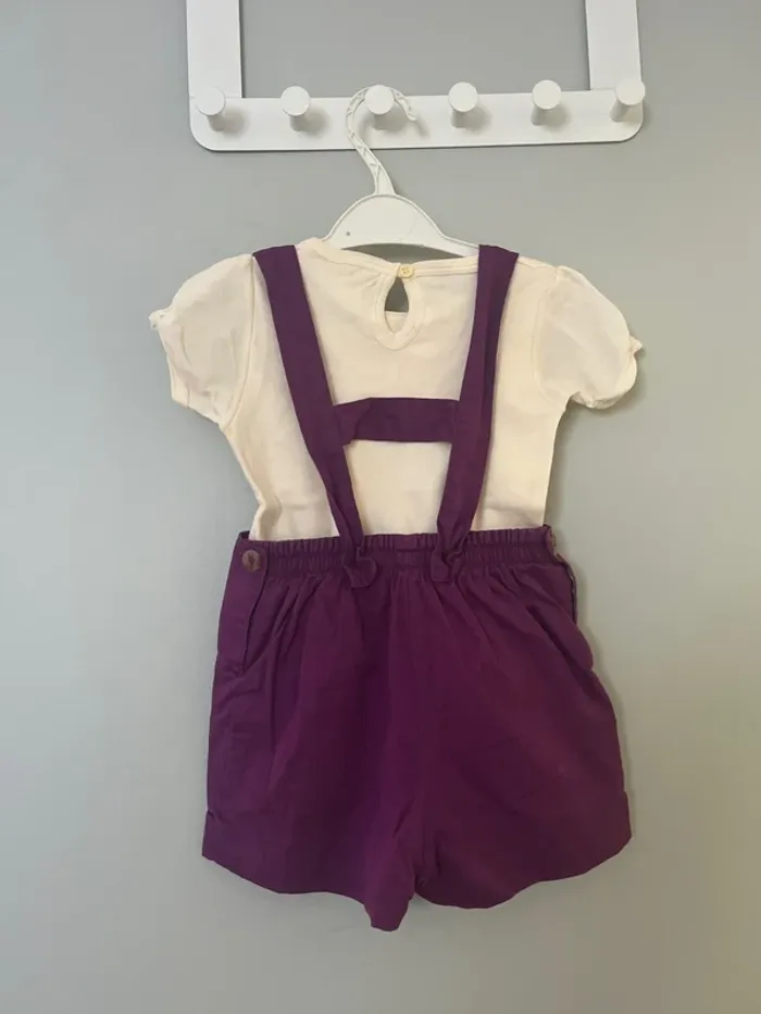 Ensemble salopette short et tee shirt manches courtes taille 3 ans - photo numéro 4