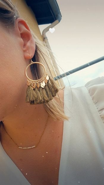 Boucle d'oreilles acier inoxydable kaki