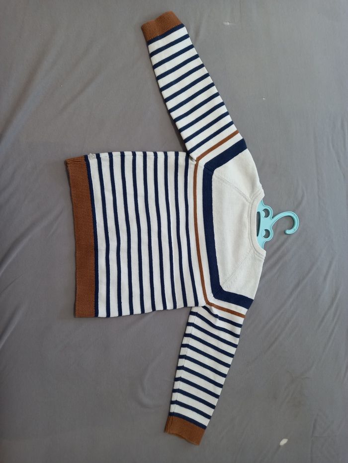 Joli petit pull garçon blanc et rayé 23 mois okaidi - photo numéro 6