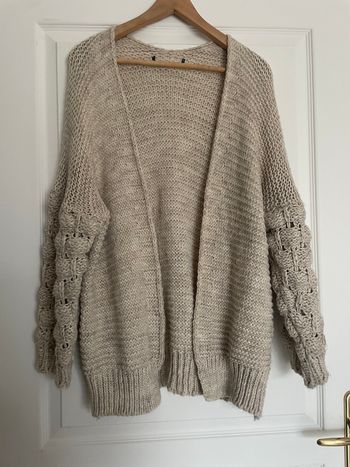 Gros gilet maille beige chiné