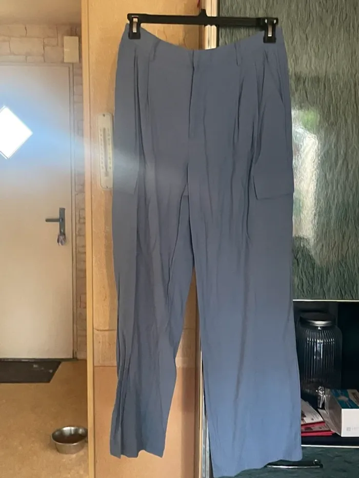 Pantalon lin bleu