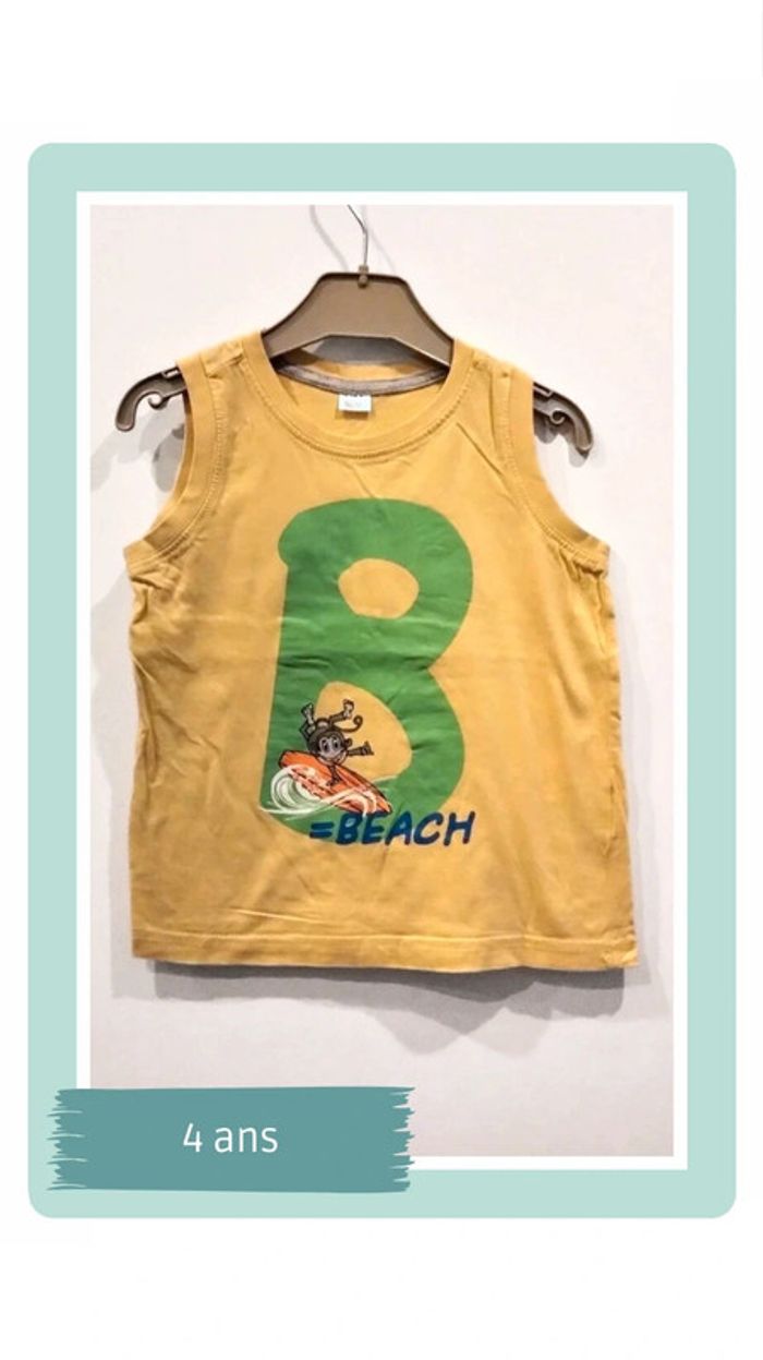 🍄 T-shirt sans manche 4 ans jaune