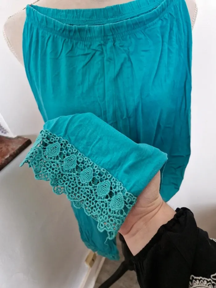 Leggings blanche porte taille 44 bleu turquoise - photo numéro 2