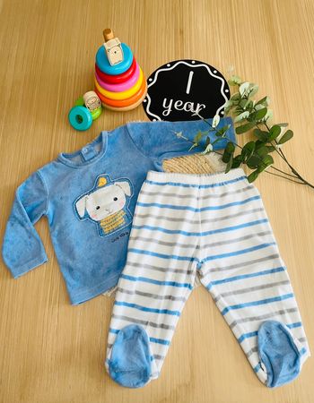 Pyjama velour 2 pièces sucre d’orge 12 mois