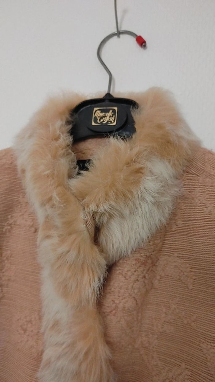 Veste chic avec fourrure sur le col haut les manches et le devant - photo numéro 5