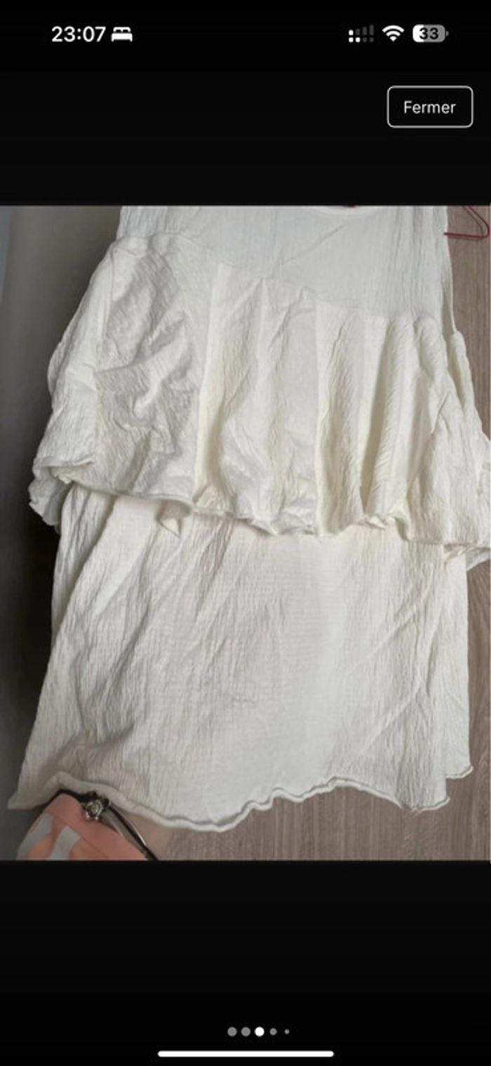 Débardeur blanc écru froufrou - photo numéro 3