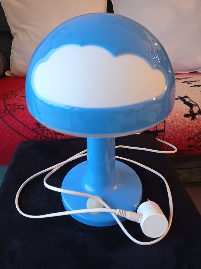 💡 Lampe de table chevet + Lustre Ikea SKOJIG nuage bleu VINTAGE - photo numéro 2