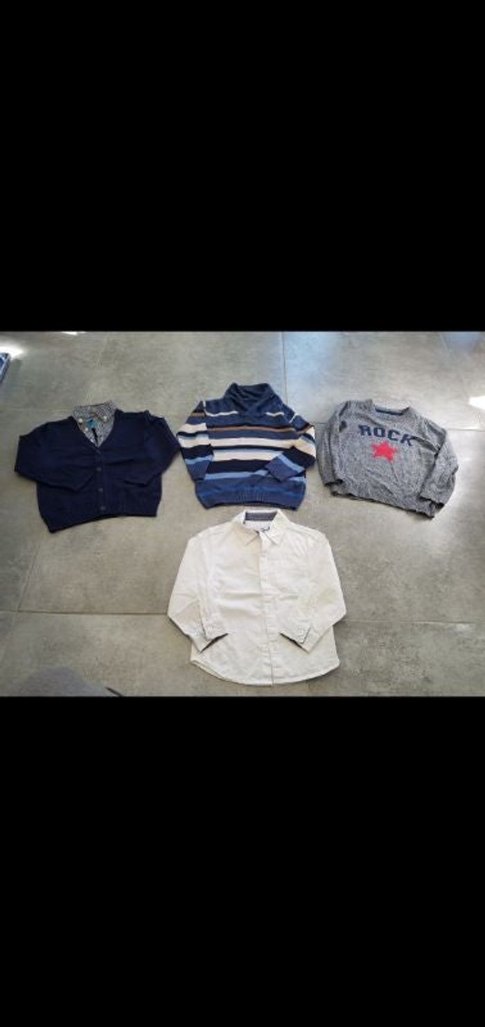 Lot de 3 pulls + 1 chemise 2/3 ans