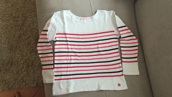 Pull coton à rayures fille Les 3 mats 10 ans